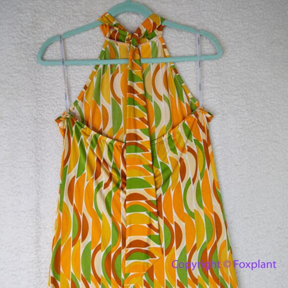 Eloquii Maxi Dress Groovy 70's Funky Sunrise‎ Cabana Halter, size 14 - Picture 10 of 16
